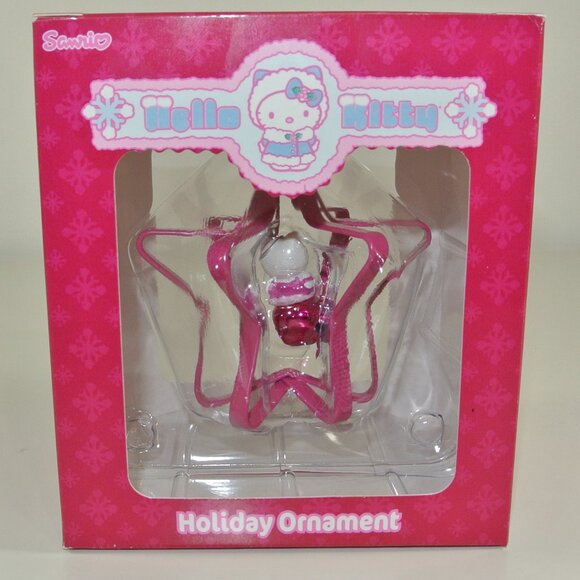 HELLO KITTY Vintage Christmas Decoration Ornament In Original Box Pink Star - Picture 2 of 4